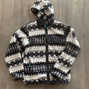 Patagonia Synchilla Black White Southwest Print Fleece Jacket Coat Size Medium